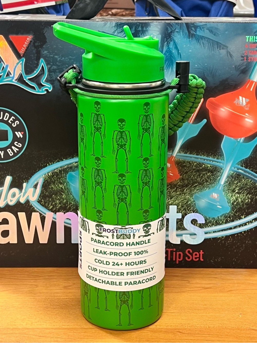 Frost Buddy Green Skeleton Insulated Water Bottle with Paracord Handle